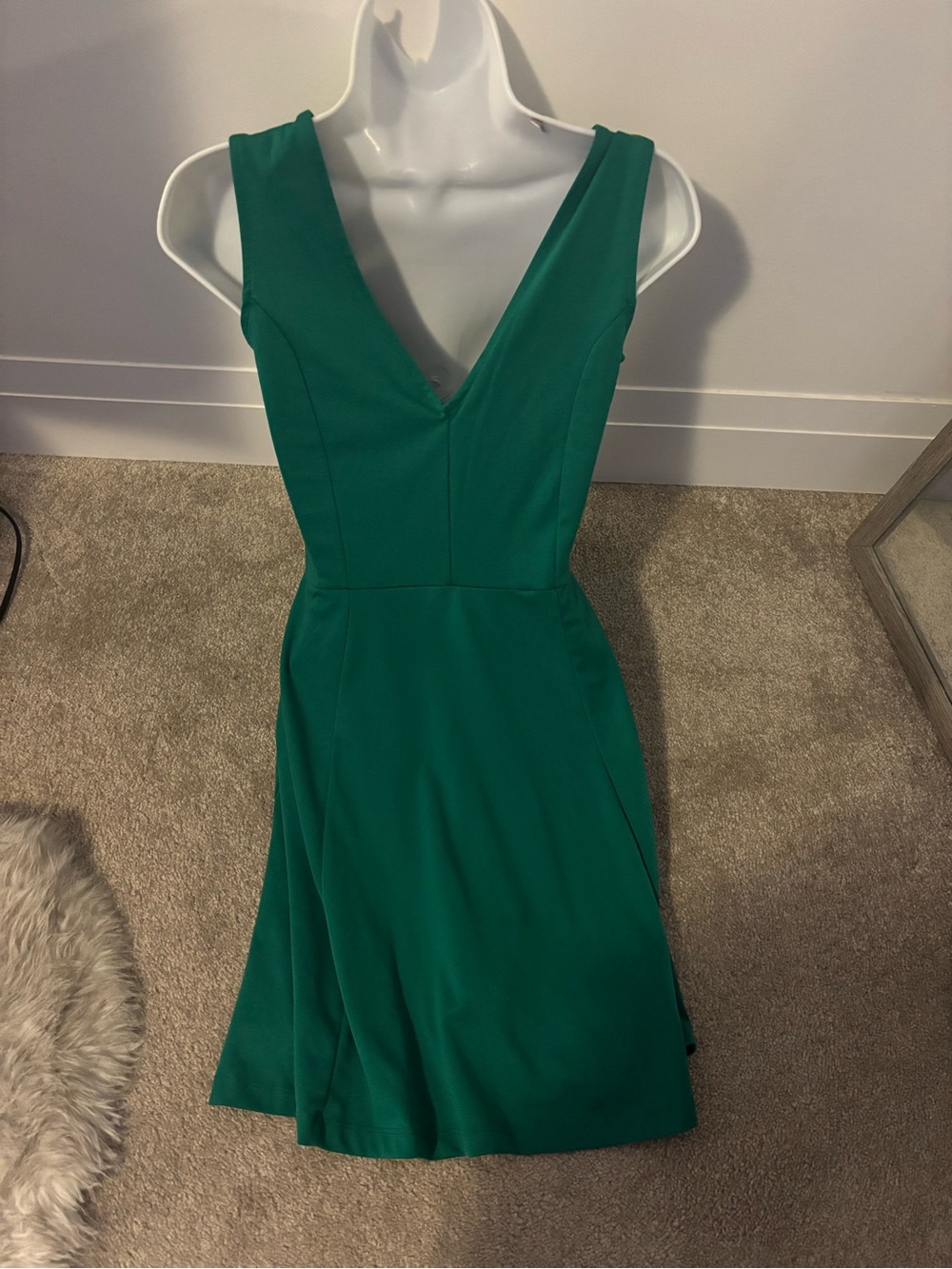 Vintage Deep Green V-Neck Fit & Flare Mini Dress - Picture 8 of 10